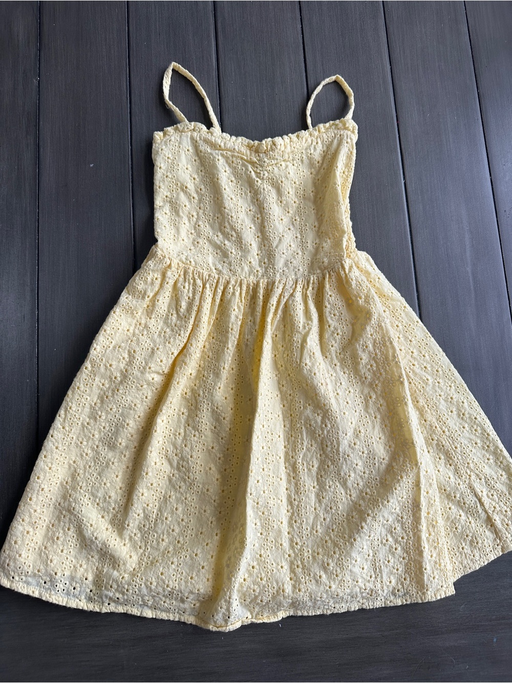 Janie and Jack Pale Yellow Eyelet Sundress with Spaghetti Straps